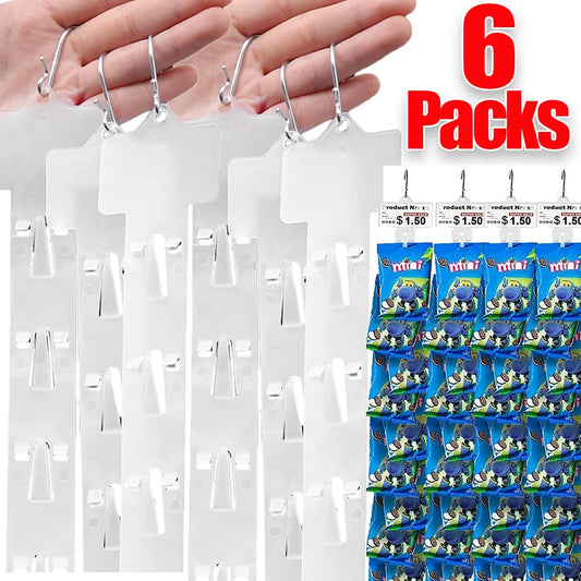 6/1PCS Plastic Snack Hanging Strips Universal Convenience Store Shelf Food Display Hangers Foldable Transparent Shop Clip Strips