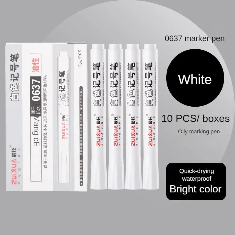 1/3/5 Pcs White Marker Pens 2.0mm Oily Waterproof White Gel Pen DIY Graffiti Sketching Markers Stationery Writing School Supplies