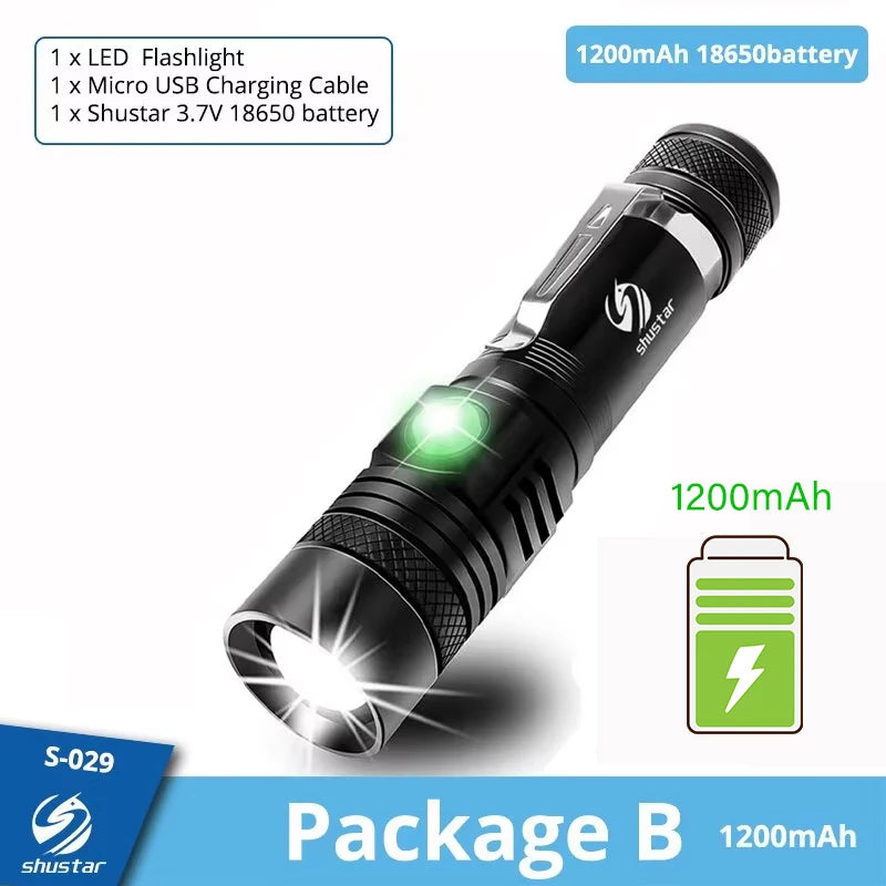 High Power Led Flashlights Zoomable Camping Torch With T6 LED Lamp Beads Waterproof 4 Lighting Modes Multi Function USB Charger