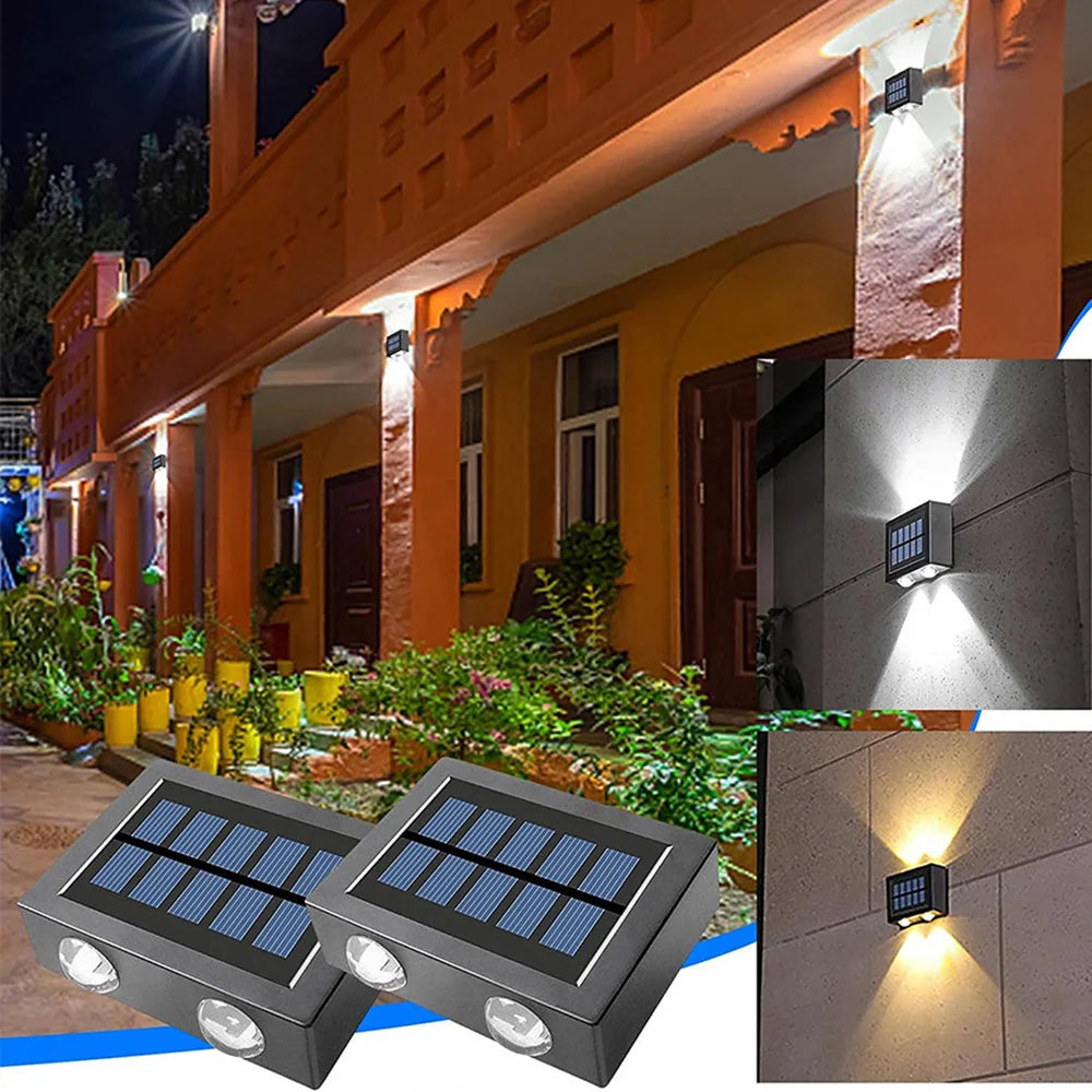 Solar LED Wall Lights Outdoor Garden Decoration Wall Lamp Waterproof Up And Down Luminous Lighting Outdoor Solar LED Lamp