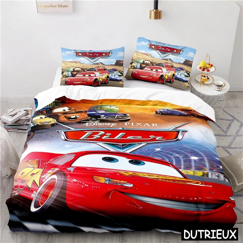 Comforter Cover Lightning McQueen Mater 3D Print Bedding Set Comforter Cover With Pillowcase Soft Duvet Cover Set For Children Boys Gift