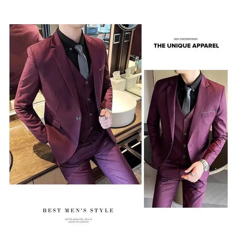 Blazer, Vest & Pants Men's Fashion Business Gentleman Professional Formal Dress Korean Version Banquet Dress Suit 6XL