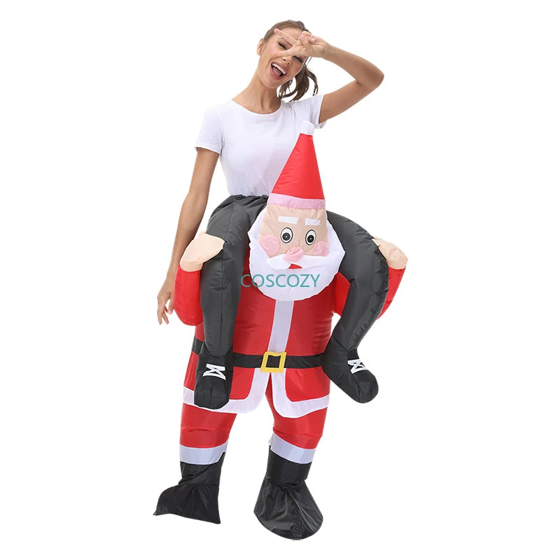 New Christmas Adult Riding-Santa Claus Inflatable Costumes Halloween Party Mascot Fancy Role Play