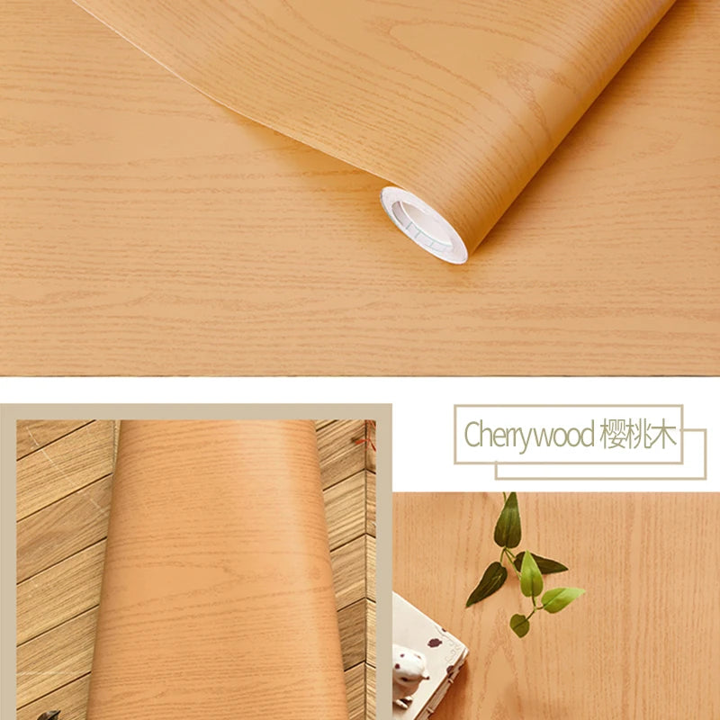 Wood Vinyl Wallpaper Self Adhesive wallpapers Doors Cabinet Desktop Modern Furniture Decorative wall Paper