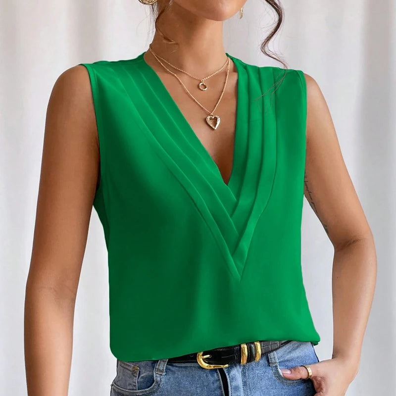 Casual Sleeveless Blouses For Women Fashion Summer Women's Oversized Shirts And Blouses Elegant Youth Female Tops