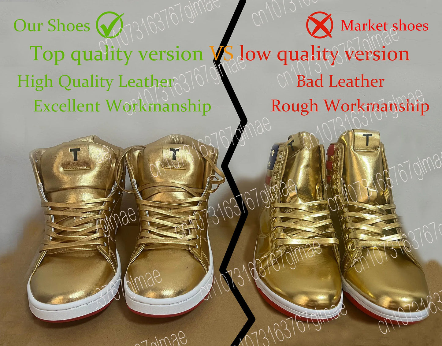 Top Version Best Quality MAGA Trump Shoes Never Surrender Sneakers USA Flag High top Gold Sneakers Men's Road Sneakers