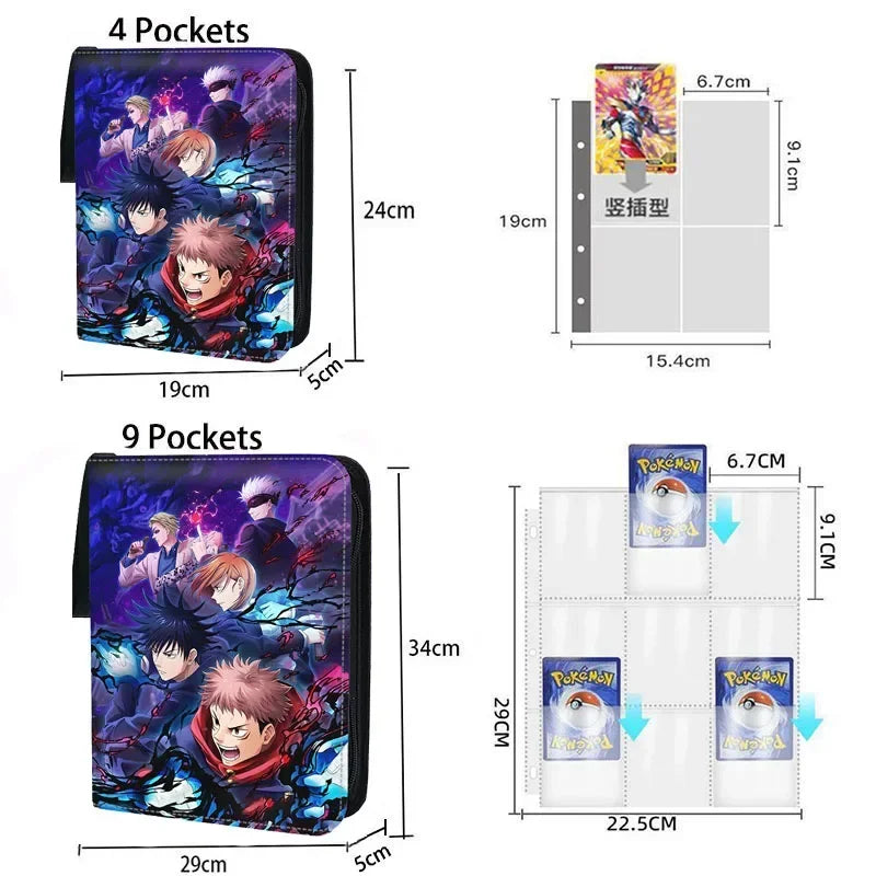 900pcs ONE PIECE Card Album Book Folder 9 Card Slots Collections Zipper Double Pocket Zipper Card Binder Holder