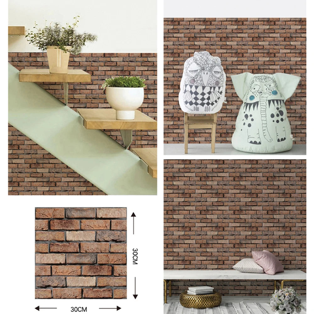 3D Wall Sticker Imitation Brick Wallpaper Decor Waterproof Self Adhesive Wall Stickers Home Decor Living Room Kitchen 5/10/20Pcs