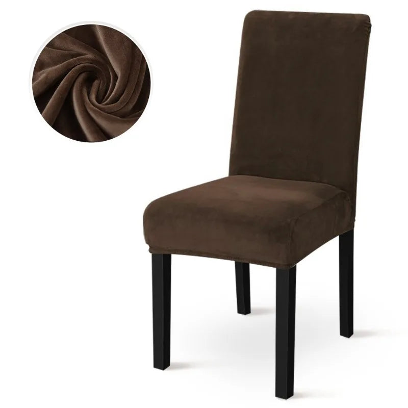 Luxury Velvet Chair Cover for Dining Room Wedding Hotel Banquet Adjustable Seat Cover Elastic Home Chair Cover Case