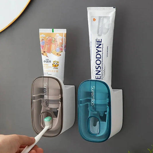 Automatic Toothpaste Dispenser Bathroom Accessories Wall Mount Lazy Toothpaste Squeezer Toothbrush Holder