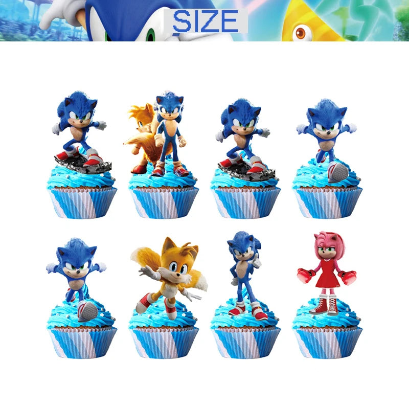 Kit Sonic Party Supplies Boys Birthday Party Paper Tableware Set Paper Plate Cup Napkins Baby Shower Decorations Sonic Gift Bags