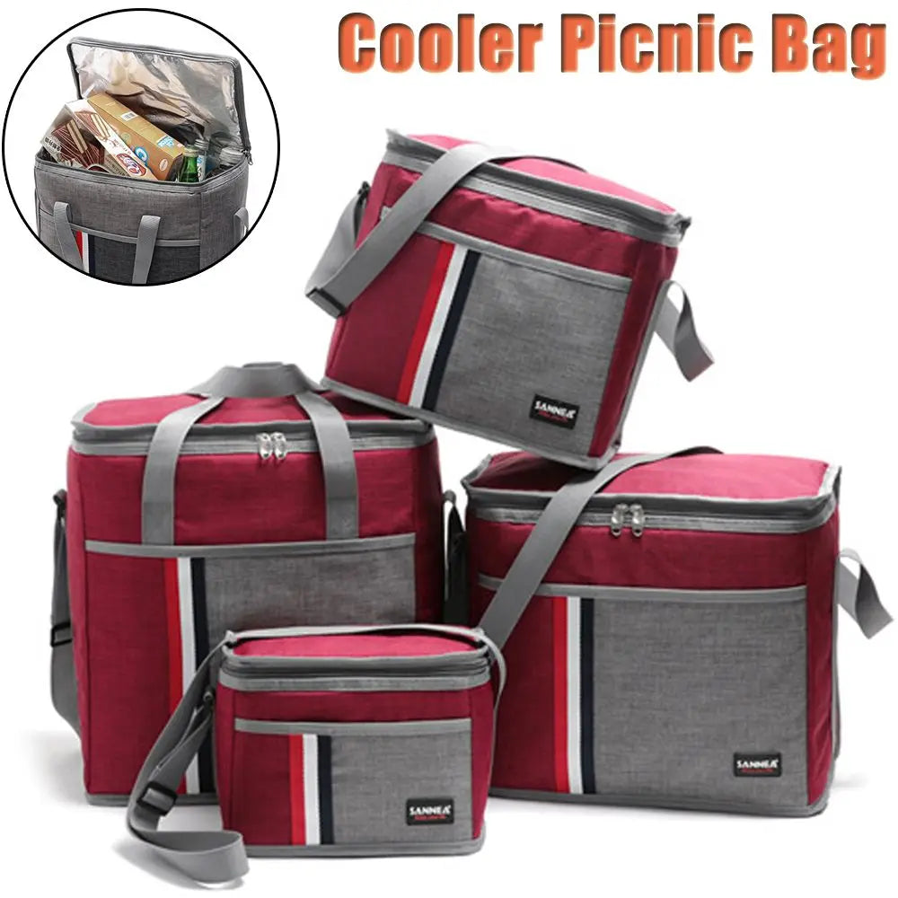 Large Capacity Aluminum Film Inside Handbags Thermal Insulated Waterproof Lunch Bags Food Storage Box Cooler Bag Picnic Bag