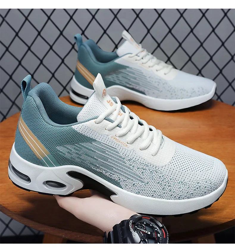 Men's Shoes lace-up Soft sole sports single shoes flying woven Casual style men's Running shoes sneakers