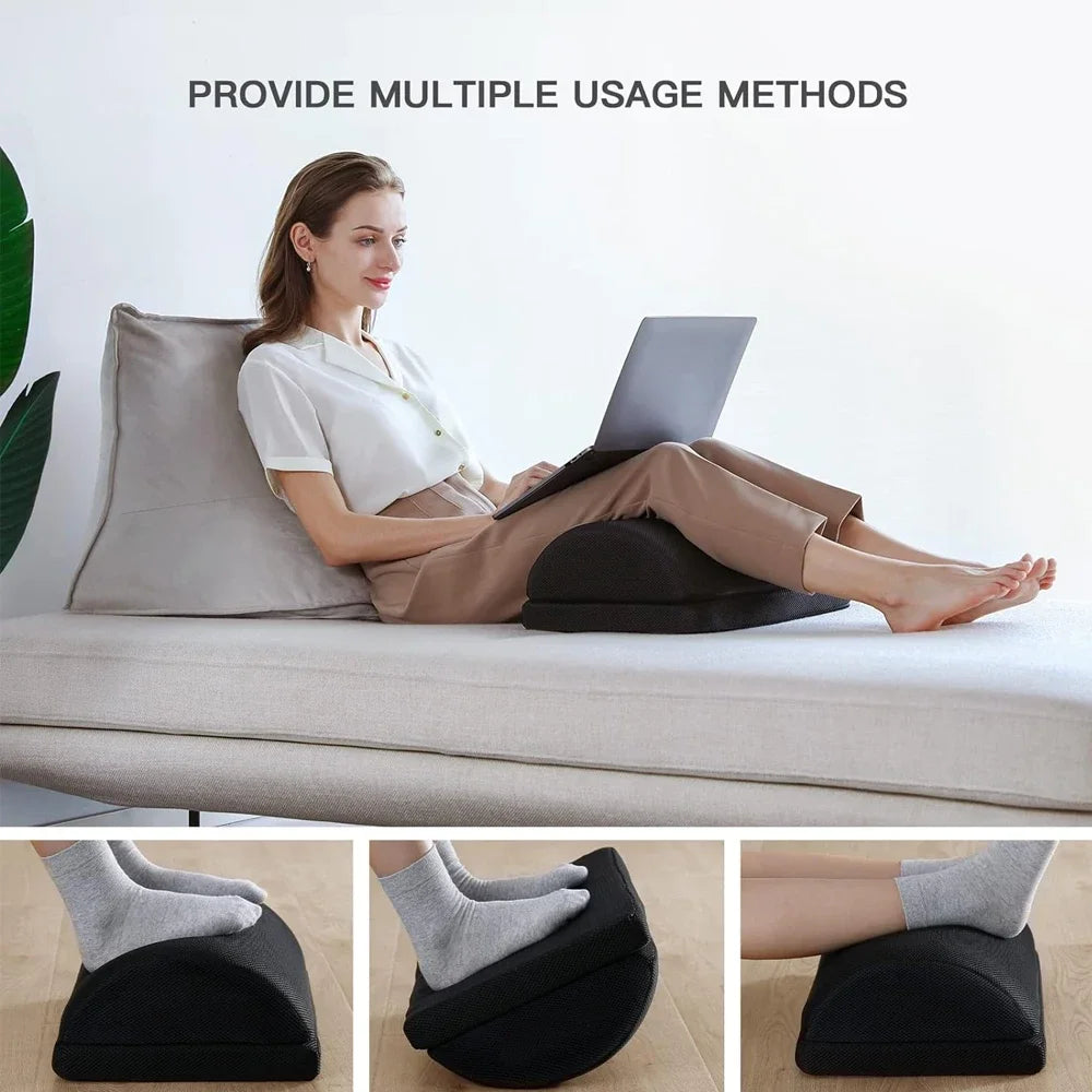 2 Adjustable Heights Foot Rest for Under Desk, Soft Memory Foam Foot Cushion Ergonomic for Office, Work, Car, Gaming, Computer