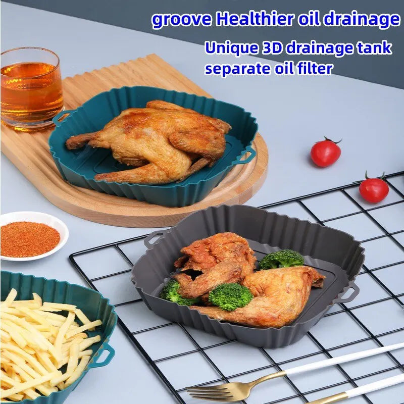 1PC Air Fryer Oven Baking Tray Silicone Tray