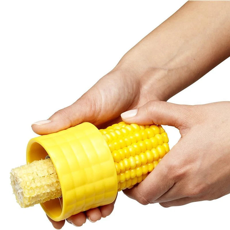 Quick Corn Thresher with Stainless Steel Blades Slicer Peeler Corn Cob Splitter Stripper Cutter Removing Kernels Kitchen Gadgets