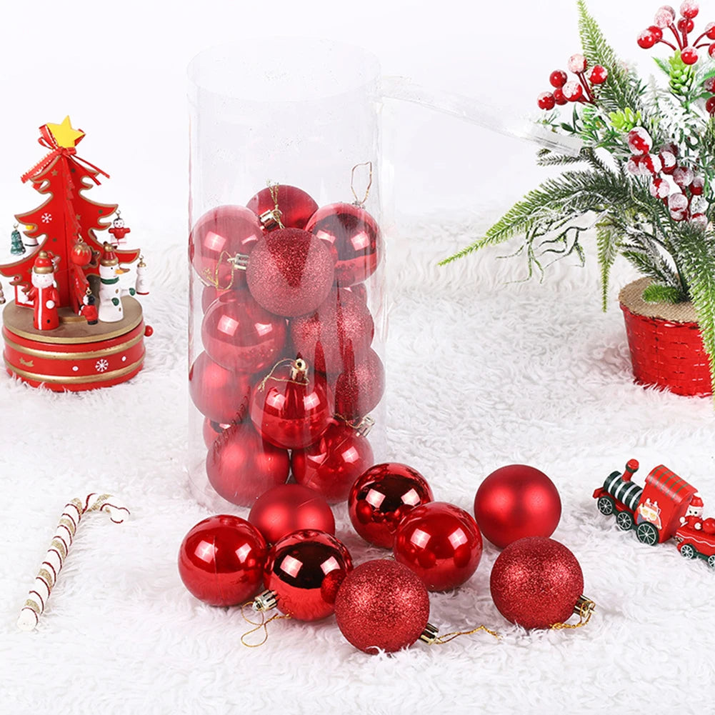 Xmas Party Decor 24Pcs Christmas Ball Bridal Shower Party For Christmas Tree Decoration Hanging Decor Pink Red Silver Blue