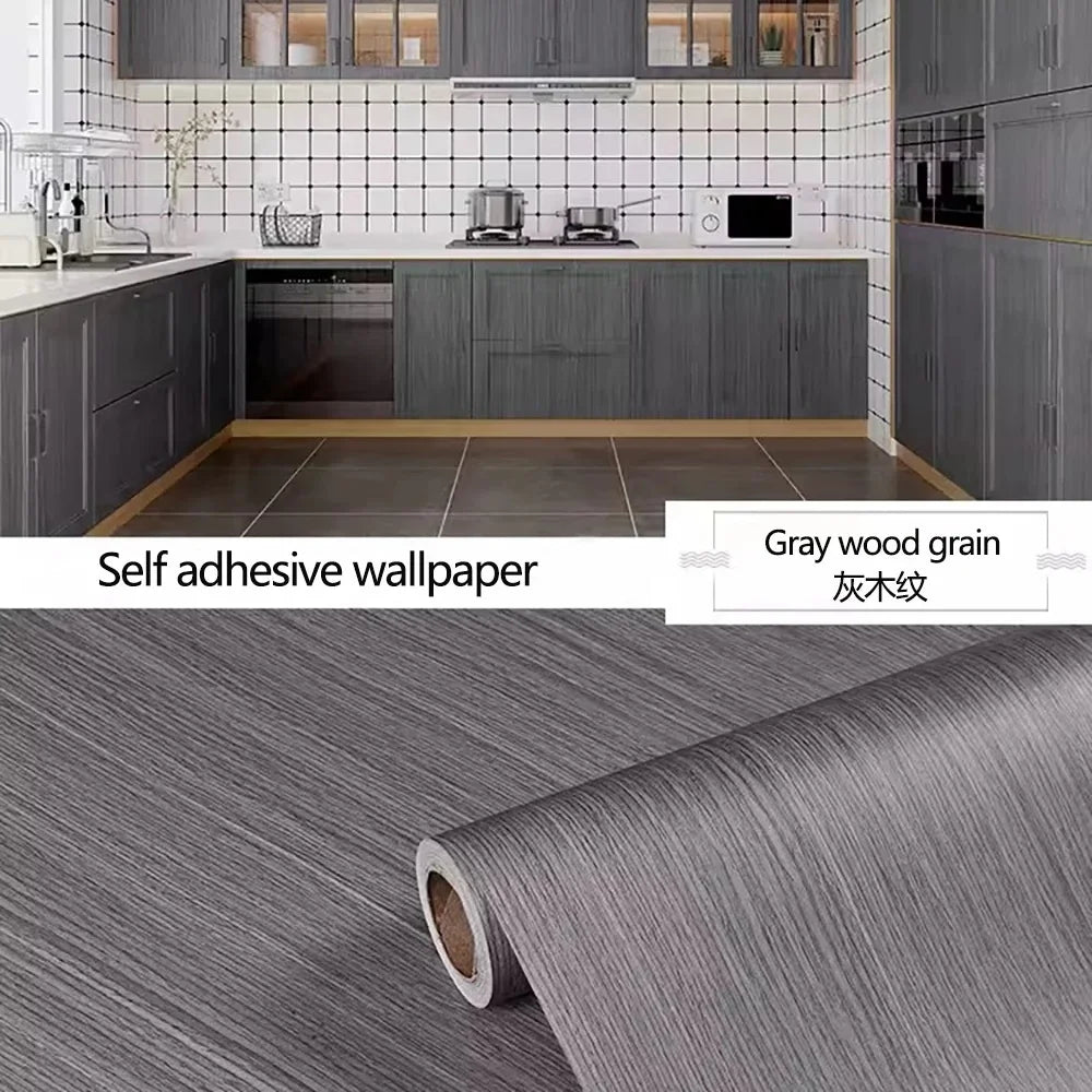 Wood Vinyl Wallpaper Self Adhesive wallpapers Doors Cabinet Desktop Modern Furniture Decorative wall Paper