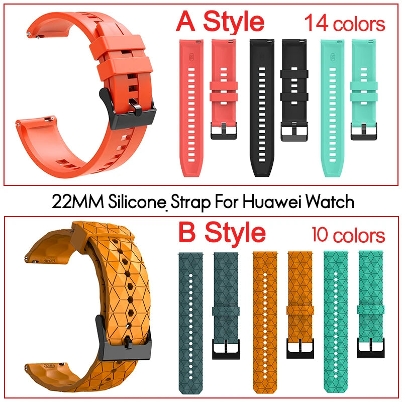 Silicone 22mm strap For Huawei GT 2 3 4 46mm Wrist Strap For Huawei Watch3 GT4 GT2 Pro GT2e Magic2 Bracelet Football Pattern Band