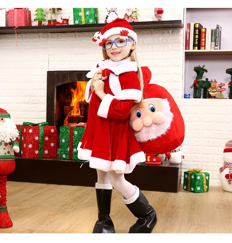 Baby Girls Boys Christmas Cosplay Santa Claus Costume For Kids Xmas Clothes Party Dress