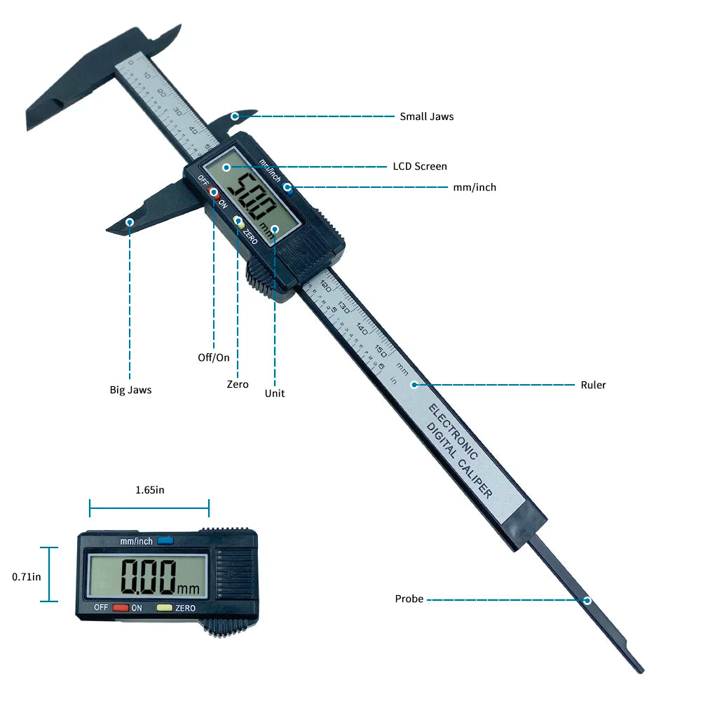 lectronic Digital Caliper Carbon Fiber Dial Vernier Caliper Gauge Micrometer Measuring Tool Digital Ruler