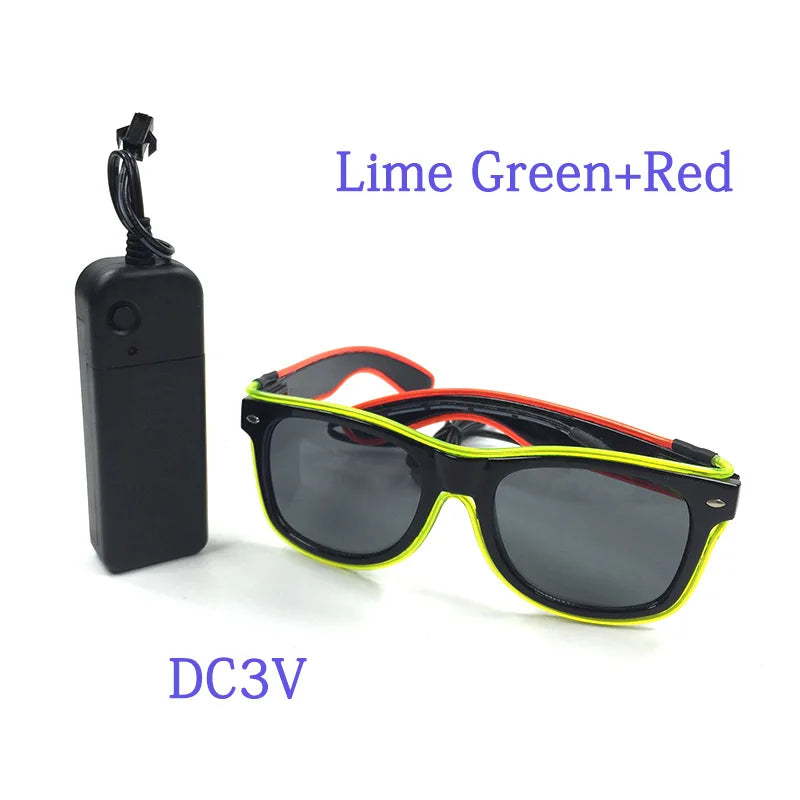 Luminous Neon Glasses Fluorescent Party Props LED Light Up Glasses Rave Flashing Sunglasses Performances Supplies