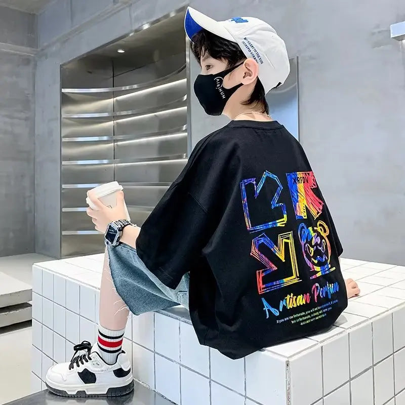 Summer Kids Clothes Streetwear Print Cartoon T Shirt Tops Tees Children Boys Girls Clothes Short Sleeve O-Neck T Shirts