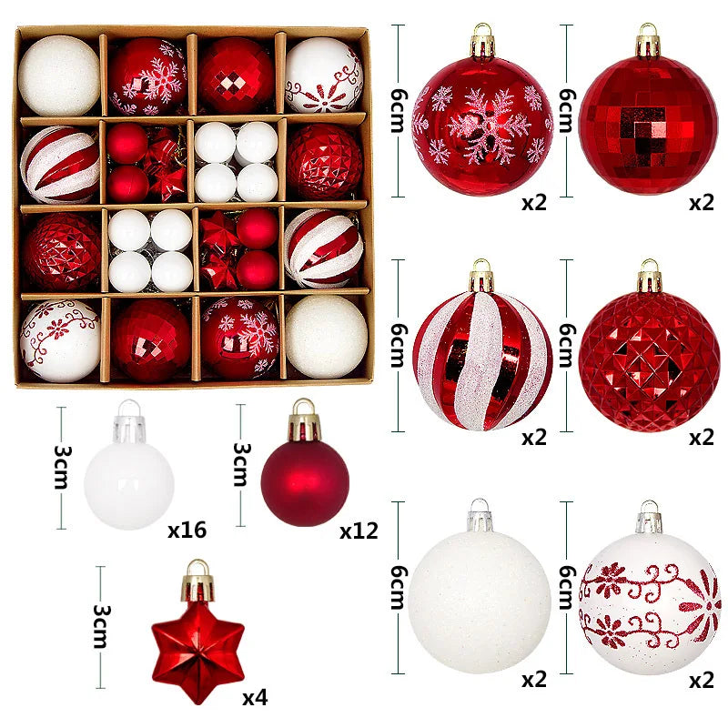 Christmas Ball Ornament Set Big Xmas Tree Hanging Pendant Snowflake Merry Christmas Decoration for Home