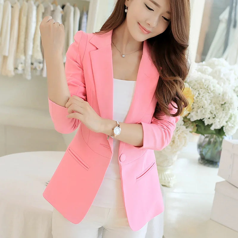 Women Blazer Korea Casual Slim Blazers Jackets Work Coat Outerwear Fashion Spring Career Female Jacket Office Lady NS5262