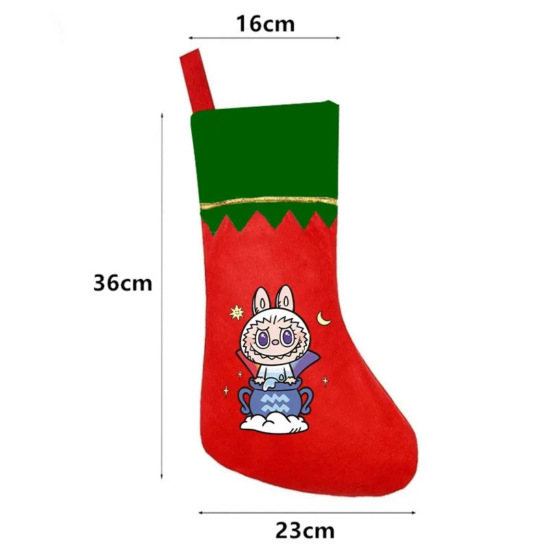 Christmas Socks Labubu Santa Claus Gift Bag  Xmas Tree Hanging Ornaments