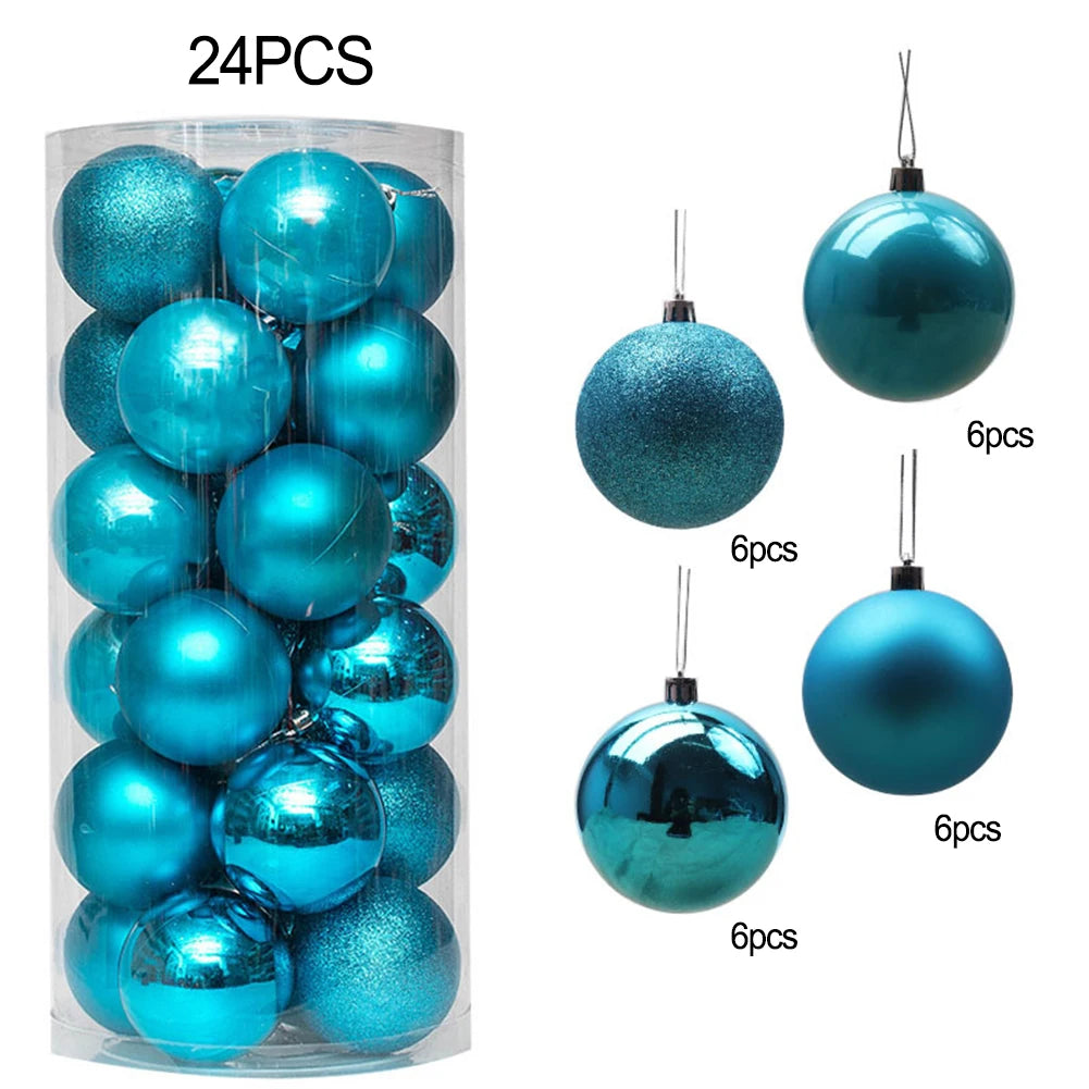 Xmas Party Decor 24Pcs Christmas Ball Bridal Shower Party For Christmas Tree Decoration Hanging Decor Pink Red Silver Blue