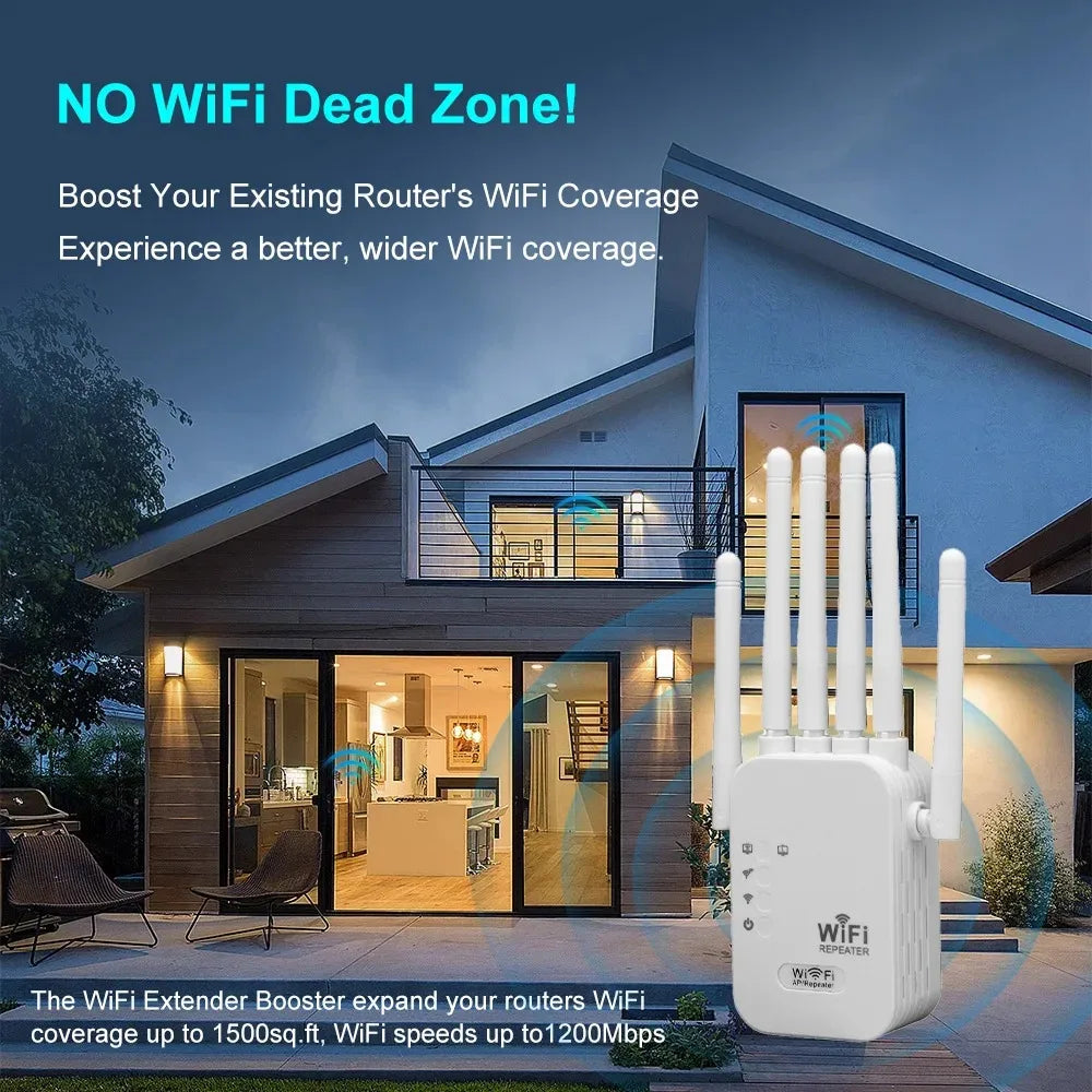 1200Mbps Wireless WiFi Repeater WIFI Range Extender WiFi Signal Booster 2.4G 5G Dual-band Network 802.11ac WiFi Amplifier Router