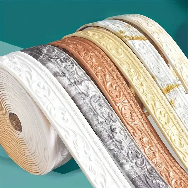 3D Self Adhesive Wall Border Strip Waterproof Wall Trim Line Wallpaper Skirting Border Home Decor TV Background Wall Sticker