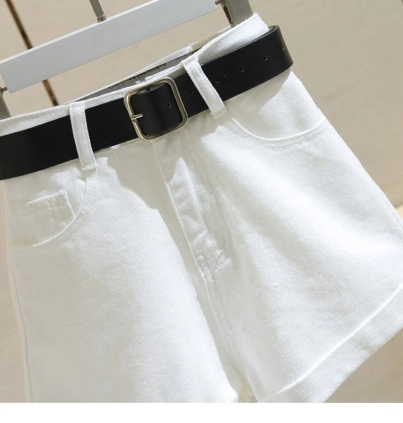 Women's Denim Shorts High-waist Slim Fit Versatile Student Loose-legged Trousers Trendy Shorts Cotton Material