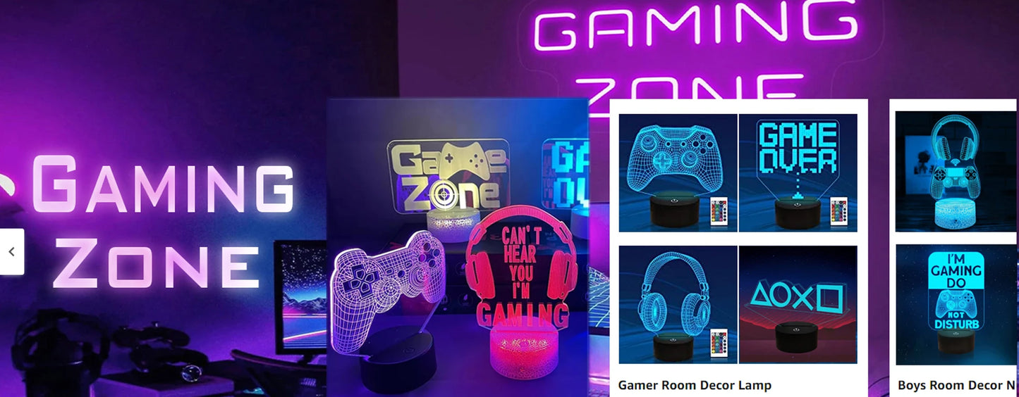 3D LED Gaming Setup RGB Lamp USB Powered Gaming Room Children's Lamp Bedroom Night Lights LED Table Lamp Indoor Lighting Gifts