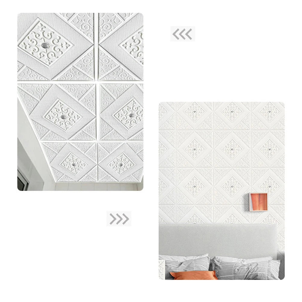 1pc 3D Wall Sticker 3D Tile Brick Wall Sticker Foam Panel Waterproof Stickers 35*35cm For Sofa Background Living Room