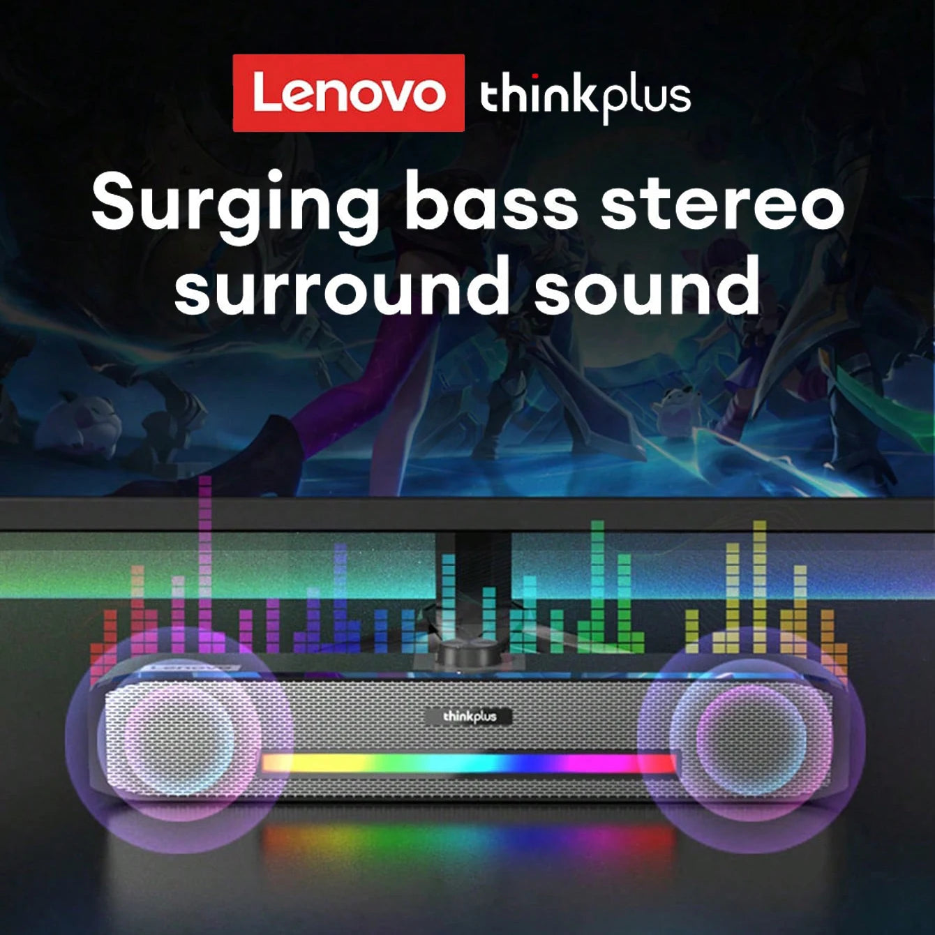 Lenovo TS33 Wired and Bluetooth 5.0 Speaker 360 Home Movie Surround Sound Bar Audio Speaker For Desk Computer Subwoofer