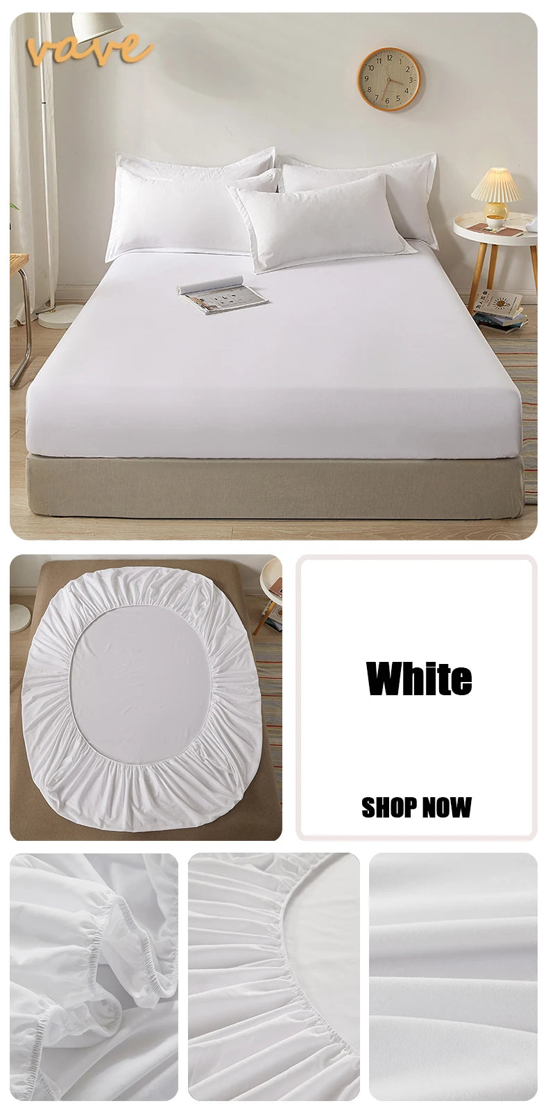 Bed Sheet with Elastic and Anti-slip Adjustable Mattress Cover for Single Double King Queen Bed 100% Cotton Fitted