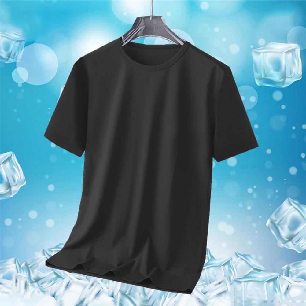 Men's Ice Silk Quick Dry Mesh T-shirt Summer Loose Sportswear Thin Breathable Short-sleeved