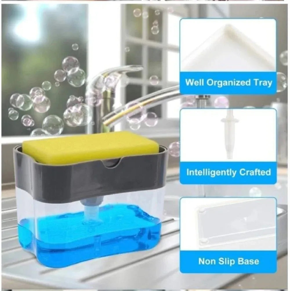 Dish Soap Dispenser for Kitchen Liquid Soap Dispenser Kitchen Soap Dispenser with Sponge Holder,Sponge Caddy Soap Pump Dispenser