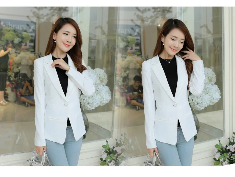 Women Blazer Korea Casual Slim Blazers Jackets Work Coat Outerwear Fashion Spring Career Female Jacket Office Lady NS5262