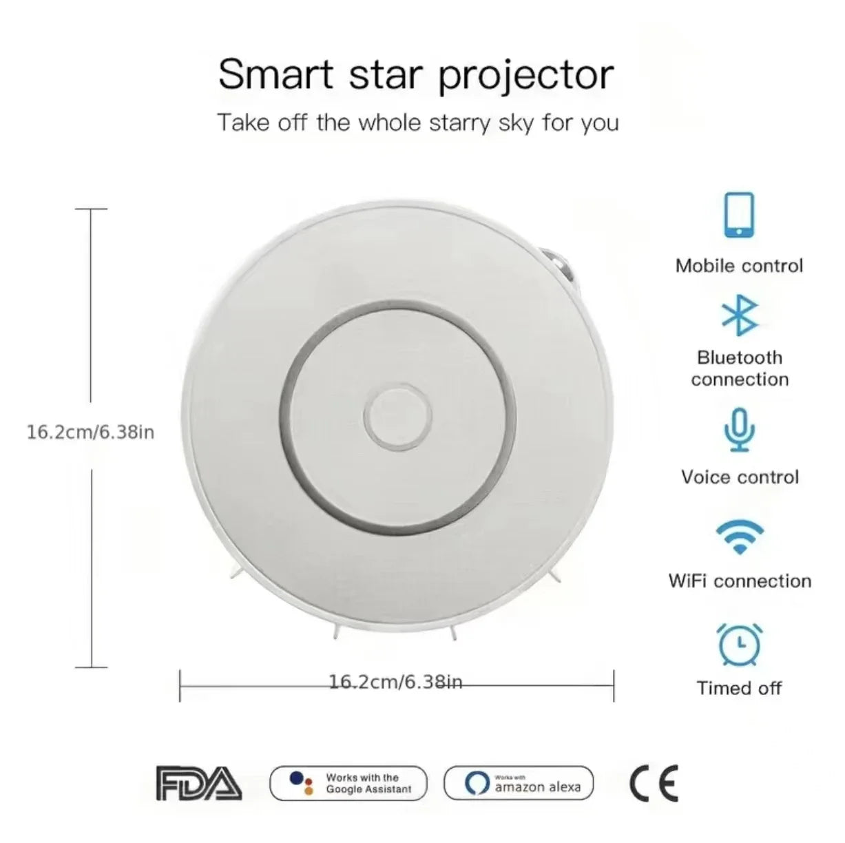 Smart Star Projector WiFi Laser Starry Sky Projector Waving Night Light Led Colorful APP Wireless Control Alexa Compatible