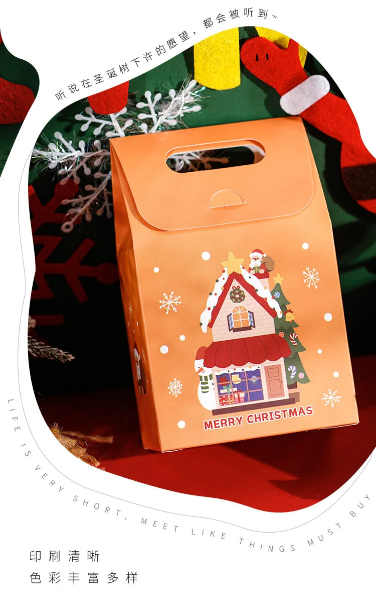 10pcs Christmas gift bag small gift biscuits snowflake crisp biscuits colourful box Christmas Eve candy box portable box