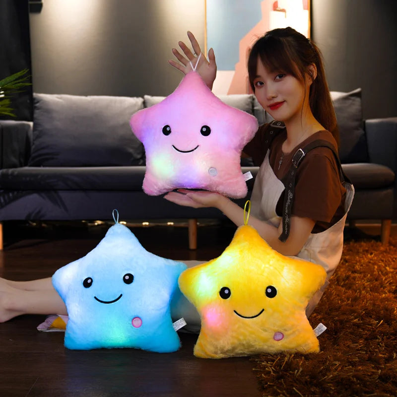 Cute Led Light Plush Toy Star Pillow Luminous Star Throw Pillow With Colorful Light KidsToy Birthday Christmas Gift