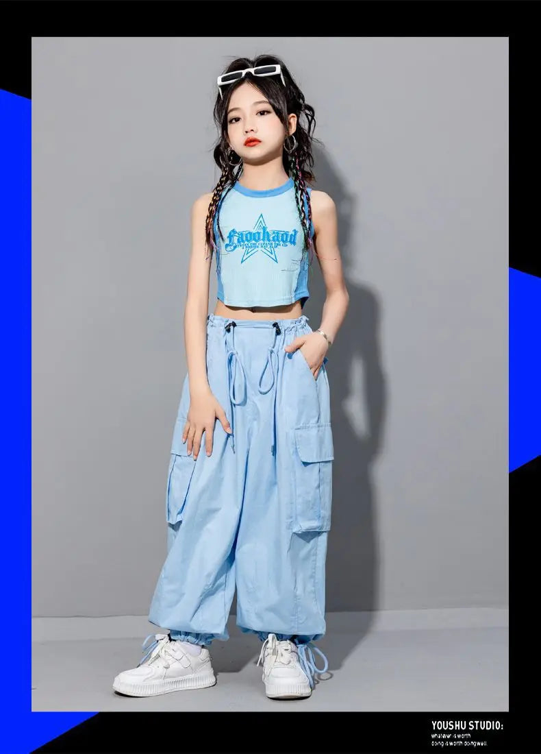 Girls Loose Casual Cargo Pants Fashion Korean Street Style Hip Hop Trousers Wide Leg Pants with Belt for School Vacation Daily