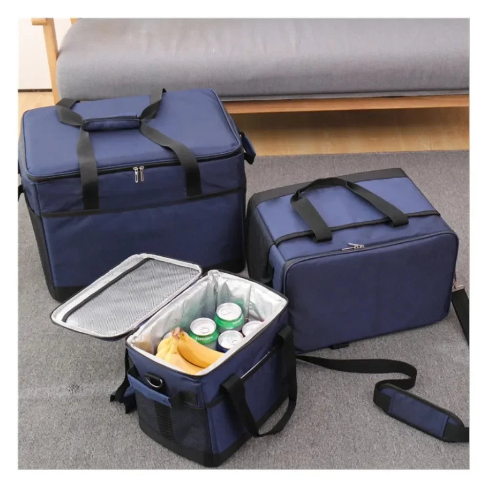 10/35/68L Soft Cooler Bag with Hard Liner Large Insulated Picnic Lunch Box Cooling Bag for Camping BBQ Family Outdoor Activity