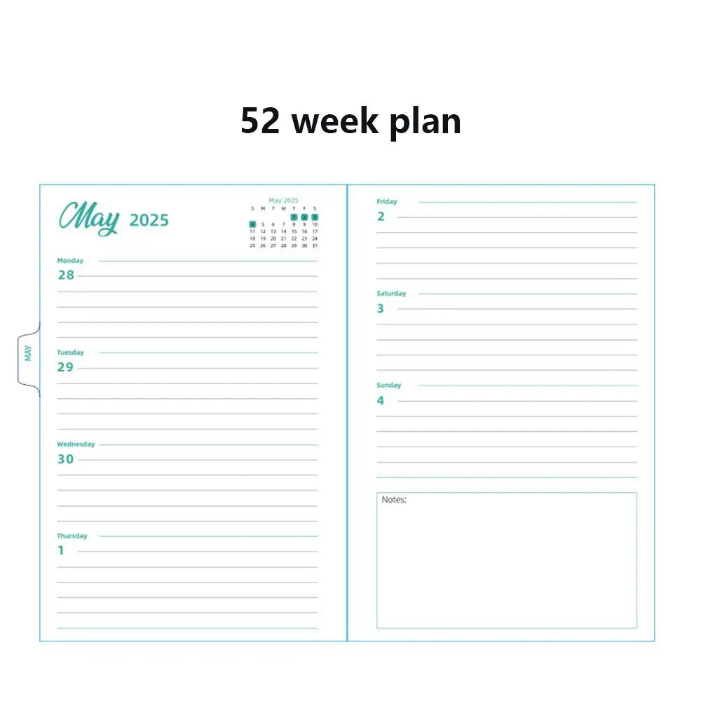 365-Day 2025 English Agenda Book Monthly Weekly Plan Flowers Diary Notebook Planner Organizer Practical A5 Schedule Planner