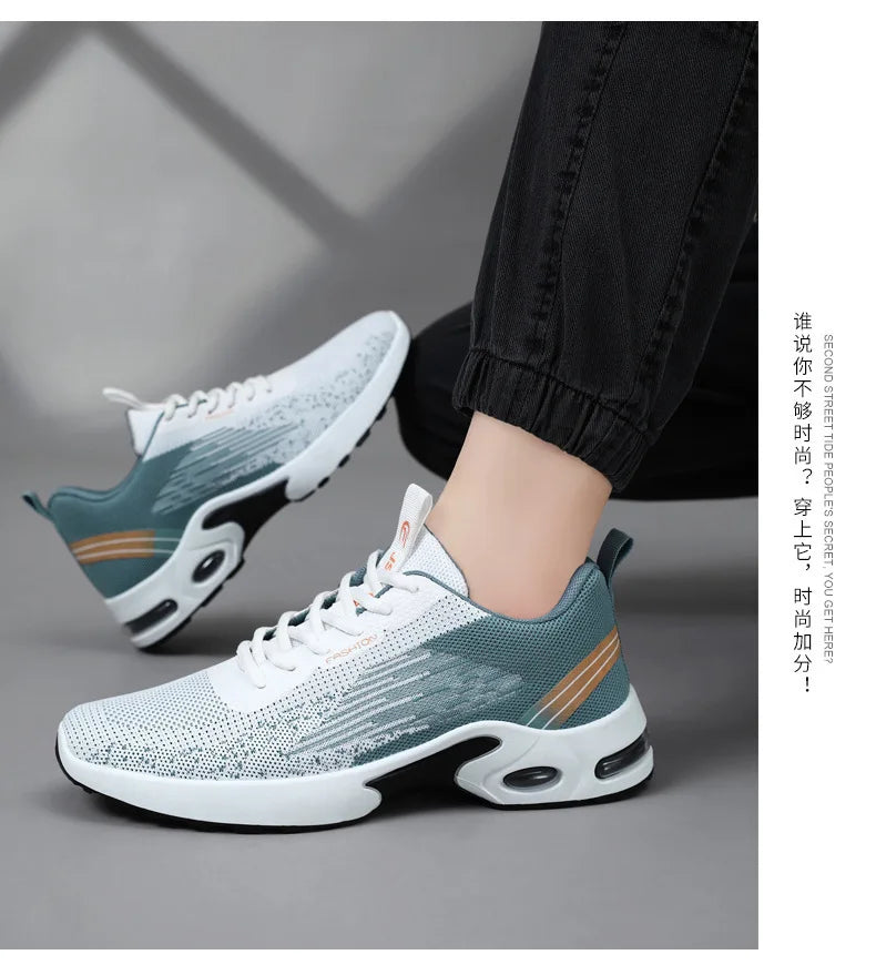 Men's Shoes lace-up Soft sole sports single shoes flying woven Casual style men's Running shoes sneakers