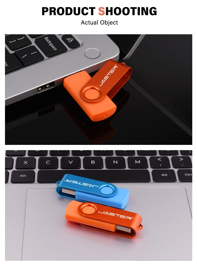 JASTER Free Key Chain USB Flash Drive 128GB Plastic Pen Drive 64GB for Laptop Memory Stick 32GB Rotatable Creative Business Gift