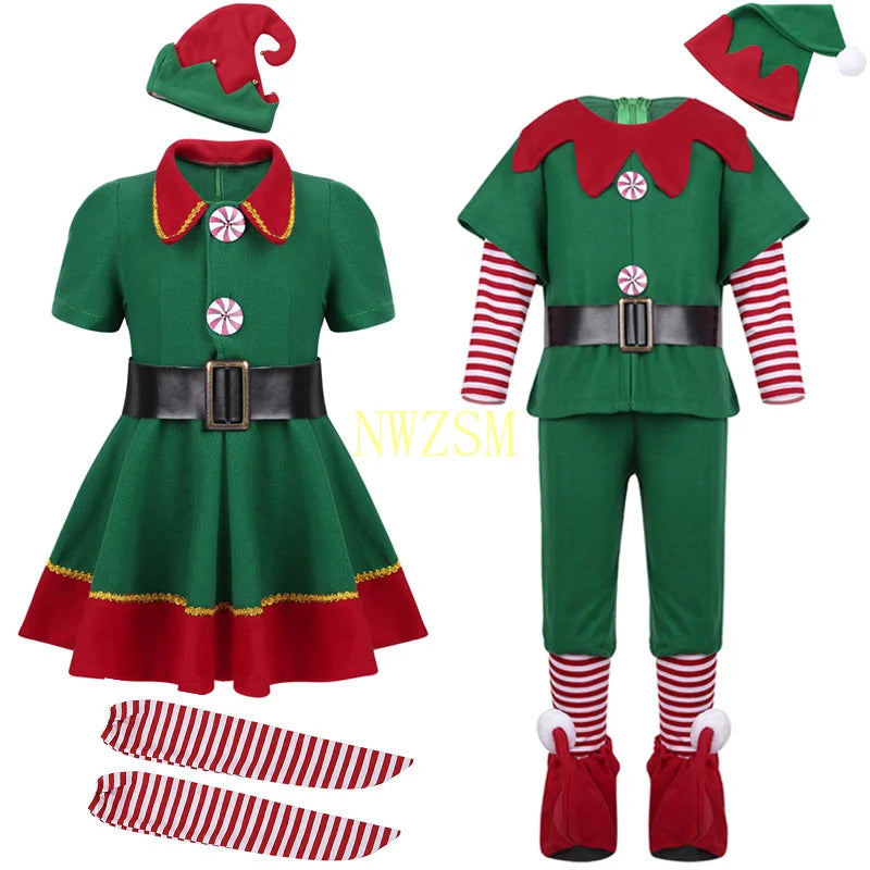 Elf Girls Christmas Costume Festival Santa Clause for Girls New Year children clothing Fancy Dress Xmas Party Dress